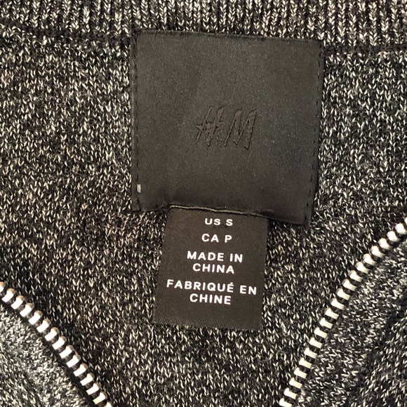 H&M Charcoal Gray Stripe Print 1/4 Zip Sweater Pullover Small - Picture 4 of 16